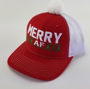 Merry AF Trucker hat, Christmas funny hat,MAD Gear